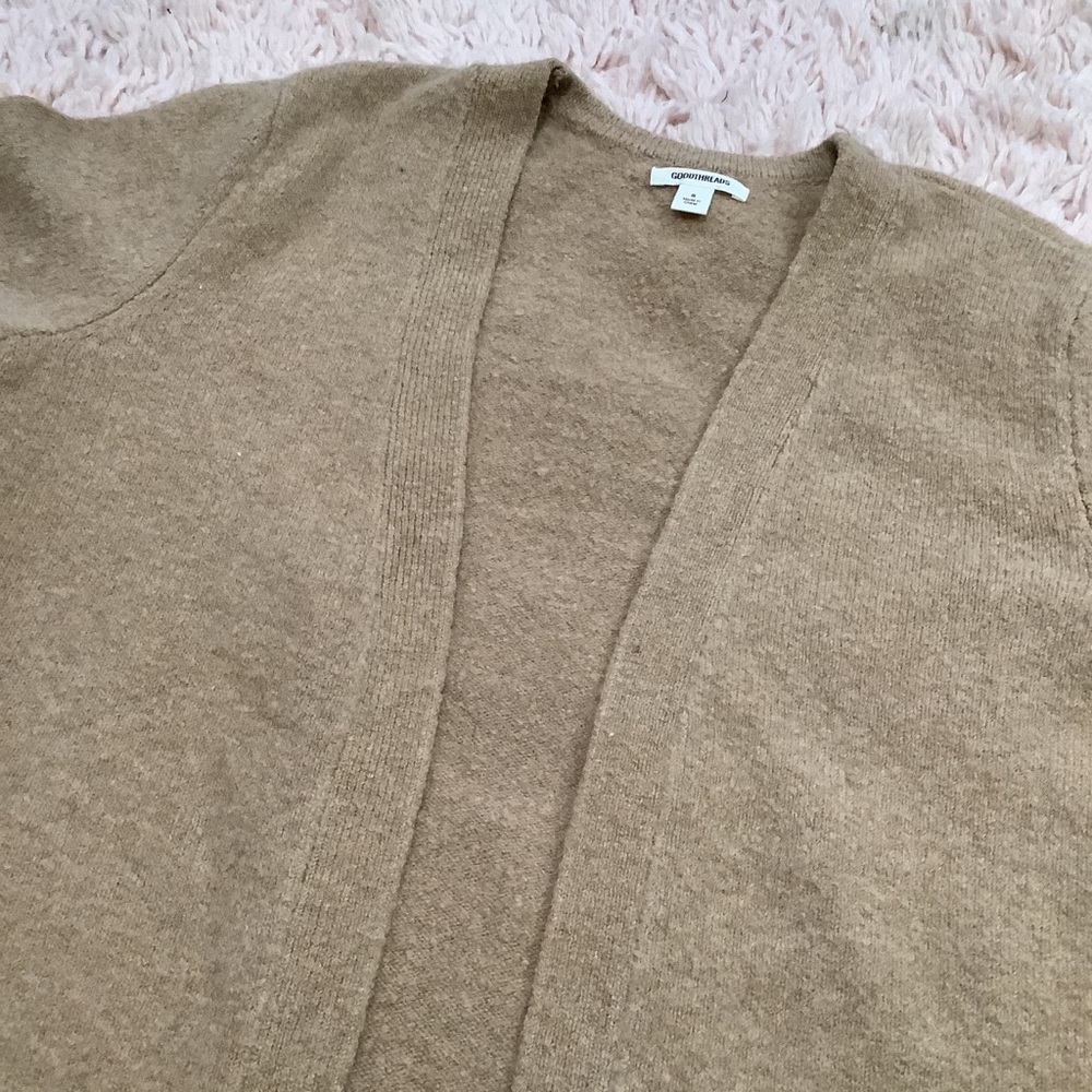 GoodThreads Camel/Tan Open Cardigan With Pockets - Picture 6 of 11